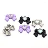 Charms 3pcs Princess Bow Tie Crystal Hearts Alloy Bowknot Love Earring Keychain Pendant Accessory Diy Jewelry
