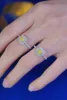 Rings LUOWEND 18K White Gold Rings 0.55carat Real Natural Yellow Diamond Engagement Ring for Women Wedding Band Luxury Square Design