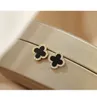 A9 Designer Clover Studs Earring Vintage Four Leaf Clover Charm Stud Earrings Back Mother-of-Pearl Stainless Steel Gold Studs Agate for Women wedding Jewelry gift