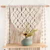 Tapisserier Boho Woven Wood Shelf Tapestry Cotton Rope Wall Floating Exquisite Workmanship Minimalist och hållbar