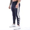 Herenbroeken Heren Katoen GYM Track Joggingbroek Gestreepte Joggers Casual Training Workout Rits Onderkant Fitness Mannelijke Hardloopsportbroek