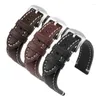 Watch Bands 18 20 22 24mm Strap Black Dark Brown Genuine Leather Watchband Stainless Steel Buckle Brand General Men's Accessories