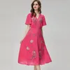 Women's Dress V Neck Short Sleeves Embroidery Sequined Fashion Casual Mid Vestidos