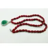 Pendant Necklaces Sweet Valentine's Day Gift Classical Red Coral Necklace & Semi-precious Stones 18"