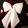 Girl Dresses 2024 Wine Red Flower Dress For Wedding Long Sleeve Baby Girls Christmas Clothing Kid's 1st Year Birthday Party Infant Gown
