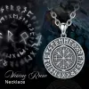 Hängen Eudora 925 Sterling Silver Viking Runes Pendant For Women Man Compass Norse Viking Amulet Necklace Rotatable Personality Jewelry