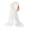 Ubranie etniczne muzułmańskie hidżab detaliczne letnie arabska chustka na głowę prosta 80 65 cm dolna marszcza szalik na głowę na głowę dla kobiet