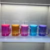 US SHIP 17oz sublimation glass mug clear frosted glasses tumbler with colored lid glass coffee mug jelly mason jar libby can cooler cola beer food cans 25pcs/case