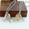 Fashion TV Jewelry Angel Wing pendant Necklace Golden Feathers Necklaces Children gifts