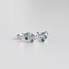 Stud Earrings Inspired Craftsmanship Silver Six-claw Inlaid Sky Blue Crystal Mini Light Luxury Charm Ladies Jewelry
