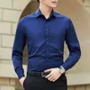 Men's Dress Shirts Casual Brand Fashion Long Sleeve Shirt Business Pink White Male Large Size Slim Solid Color Top