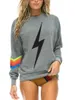 Dames Designer Hoodie Oversized Regenboog Gestreept Sweatshirt Met Lange Mouwen Ritszak Jasje Lente Casual Verbeterd Materiaal Goede Quanlity L6