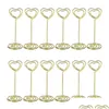 Party Decoration Omz 12Pcs Golden Heart Shape Po Holder Stands Table Number Holders Paper Menu Clips For Weddings Drop Delivery Home Dhje8