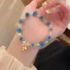 Armbanden Ruifan Prinses Stijl Vergulde Kleine Bel Blauwe Agaat Kristal Kralen Armbanden voor Vrouwen Vrouwelijke Meisjes Fijne Sieraden YBR948