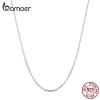 Necklaces Bamoer 925 Sterling Silver Basic Chopin Necklace Simple Style Chain Link for Women Platinum Plated Fine Jewelry SCA019