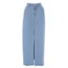 Skirts OOTN Elegant Blue Denim High Waist Fashion Cotton Split Straight Women Street Wear Long Skirt Female 2024 Spring