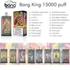 オリジナルのBang King 15000パフ使い捨て蒸気eタバコ0％2％3％5％パフ15K 25mlプレフィルドポッド1.0OHMメッシュコイル650MAH充電式バッテリーベーパーペン