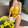 Costume da bagno donna nuovo coreano triangolo siamese bikini sexy giallo bianco copertura fionda pancia sottile magro costume da bagno senza schienaleH2422088