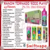 Randm Tornado 9000 Puff Disposable E Cigarett 43 Flavors 18 ml POD Battery 850mAh 9K Puffs 2% 5% RBG Light Vape Pen Kit Snabbleveransskatter ingår