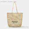 Totes Casual Hollow Str Designer Letters Paper Woven Women Shoulder Bags Handmade Summer Beach Handbag Large Capacity Purse T240220