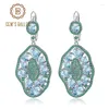 Dangle Earrings GEM'S BALLET 7.74Ct Natural Sky Blue Topaz Nano Emerald-Green 925 Sterling Sliver Vintage Drop For Women Party