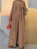 Этническая одежда Рамадан Костюм из двух предметов Мусульманские комбинезоны Женщины Дубай Турция Зашнуровать Абая Комбинезон Широкие брюки Кафтан Исламский элегантный