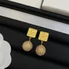 Luxury Designer 18K Gold Silver Rhinestone Earrings for fashion Women Elegant Charm Double Side Ball Retro Vintage Earings Earring Earrings Wedding Jewelry Gift