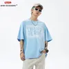 T-shirt da uomo 2024 maglietta allentata da uomo streetwear hip-hop camicia oversize harajuku sfumatura di colore lettera grafica donna magliette cotone