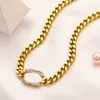 Never Fading 18K Gold Plated Luxury Brand Designer Double Letter Pendants Necklaces Bracelet Stainless Steel Choker Pendant Necklace Chain Jewelry Accessories