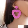 Dangle Chandelier Boucles d'oreilles Design original Tissé à la main Perlé Amour Ins Riz Boucle d'oreille en forme de coeur Pêche Coeur Fête des Mères Goujons Drop Dhp8P