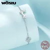 Bracelets WOSTU 925 Sterling Argent Teckel Chien Bracelet Mignon Patte Conception Impression Chaîne Pour Femmes Fille Fine Bijoux Fête Cadeau D'anniversaire