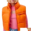 Women's Vests Femmes Femmes Recadrée Puffer Gilet Manteau Automne Hiver Vêtements Chaud Couleur Unie Léger Sans Manches Fermeture Éclair Doudoune Otqdz