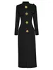 Casual Dresses ZJYT Runway Autumn Midi For Women 2024 Elegant Black Green Vestidos Long Sleeve Straight Party Robe Femme Plus Size XXL
