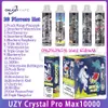 Autentyczny Uzy Crystal Pro Max 10000 Puff E papieros 650MAH Bateria do ładowania 16 ml wstępnie wypełniona podmuchy dupa Vape 10k 20 Smaków