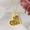 Colares personalizados gravados nome da foto colar amor coração pingente gelado para fora jóias personalizadas de aço inoxidável para mulher homem presente da família