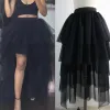 Onderdelen Vrouwen Sexy Diner Tule Rokken Onregelmatige Hoge Elastische Taille Prinses Petticoat Mesh Tutu Party Saias Vloerlengte Faldas Jupes