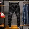 Jeans pour hommes Hommes 6 couleurs Ripped Skinny Mort Détruit Slim Fit Stretchy Genou Trous Denim Pantalon Mode Casual Pour Hommes Drop Livraison Dhv18