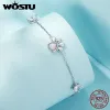 WOSTU 925 sterling zilver gesneden witte opaal kat hond poot bedelarmband voor vrouwen mooie meisje dier ketting schakels fijne sieraden cadeau