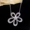 Four-leaf Clover Necklace Designer Women Original Quality Necklaces Sunflower Necklace Womens Full Diamond Flower Petals Lucky Flower Collar Chain