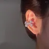 Costas brincos de cristal arco 1pc clipe brinco para mulheres coreano strass sem piercing orelha manguito prata cor bowknot jóias presente