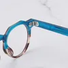 Lunettes de soleil Cadres 2024 Arrivée Niche Vintage Patchwork Bleu Lunettes rondes Cadre pour hommes et femmes Rétro Fabriqué à la main Acétate Myopie Lunettes