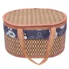 Set di stoviglie per intrecciare cestini da picnic portatili in vimini, cestini per dispensa, in bambù, stile pastorale