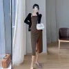 Dresses Personality Maternity Suspender Dress Korean Slit Elastic Irregular Summer Fashion Versatile Maternity Dresses for Photo Shoot