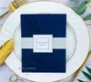 Beautiful Navy Blue Rose Laser Cut Pocket Wedding Invitations With Belly Band And RSVP Card Provide Printing4954233