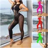 Bh's Dames Fun Diamond Mesh Kleding Y Highlighting Body Mouwloos Jumpsuit Feestoverhemden Pack Drop Delivery Dh3Ys