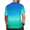 Męskie koszulki T-koszulka dla mężczyzn niebieskie zielone koszulki nowatorskie akwarela neonowa ocean letnia tee o szyi y2k zabawne odzież graficzna
