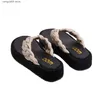 Chinelos grandes sapatos de praia tecidos para mulheres 2023 novos chinelos femininos flipper t240220
