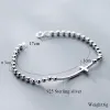 Armbanden Nytt mode 925 Sterling Silver Christian Cross Tiny Beads Armband Bangle For Women Men smycken