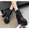 Women Ladies Fashion Knee Boots Leather Thigh High Lace Up Thick Sole Heel Short Martin Womens Booties Woman Shoes Winter 230830