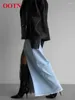 Skirts OOTN Elegant Blue Denim High Waist Fashion Cotton Split Straight Women Street Wear Long Skirt Female 2024 Spring